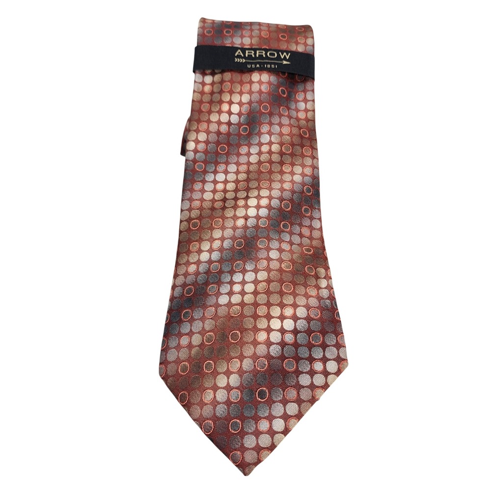 Arrow Mens Silk Necktie Rust Ombre Dot Geometric Woven Dress Tie 793775276052